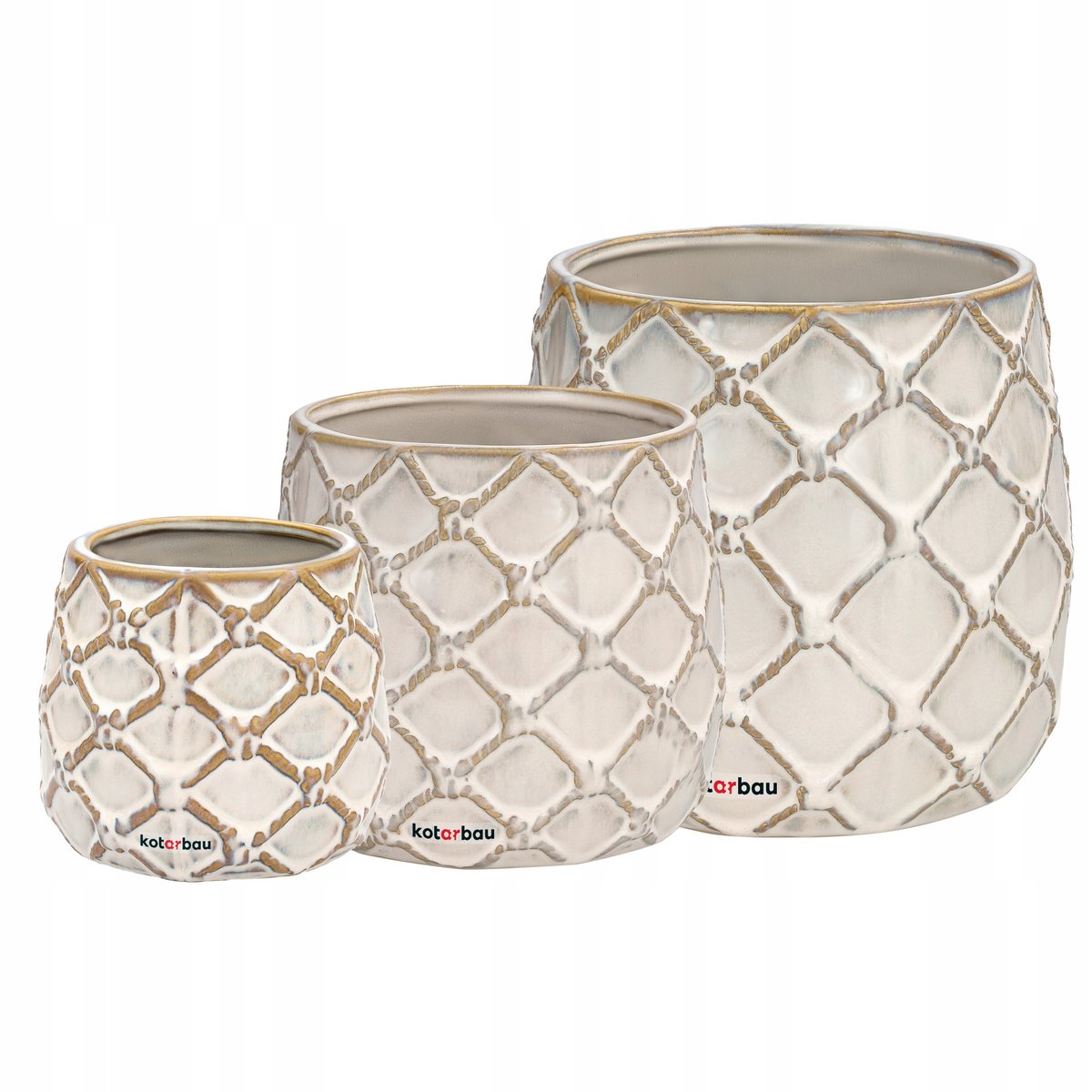 ZESTAW 3X DONICZKA ANANAS DONICA OSŁONKA CERAMICZNA CERAMIKA OZDOBA KWIATY