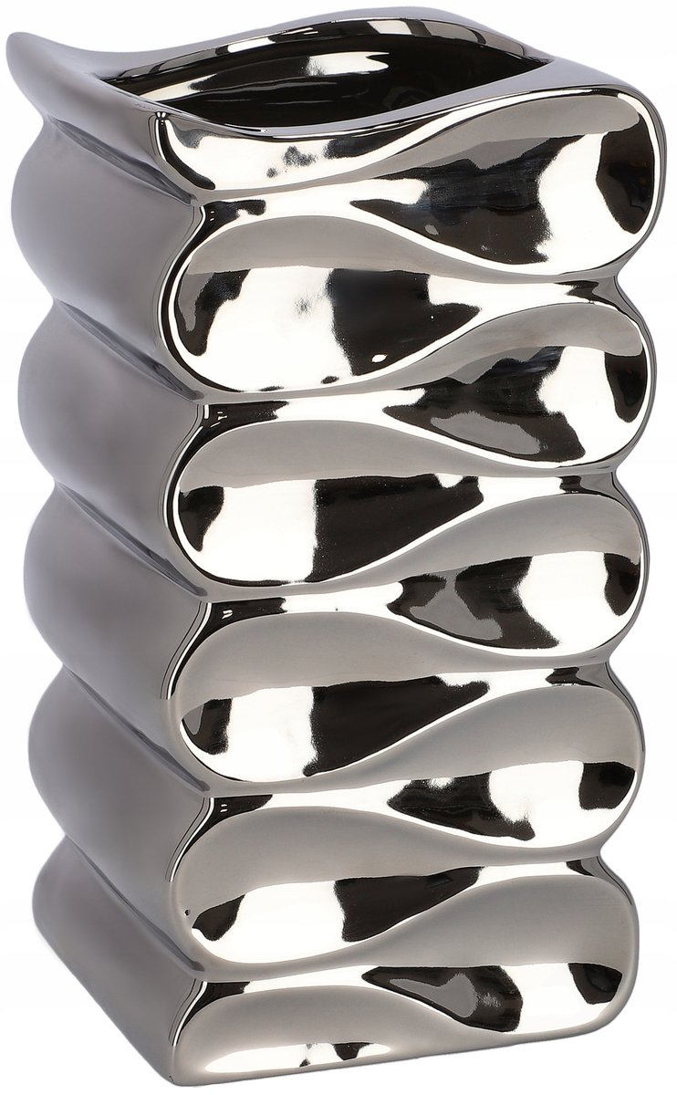 DONICZKA CERAMICZNA DONICA OSŁONA 26 CM SREBRNA