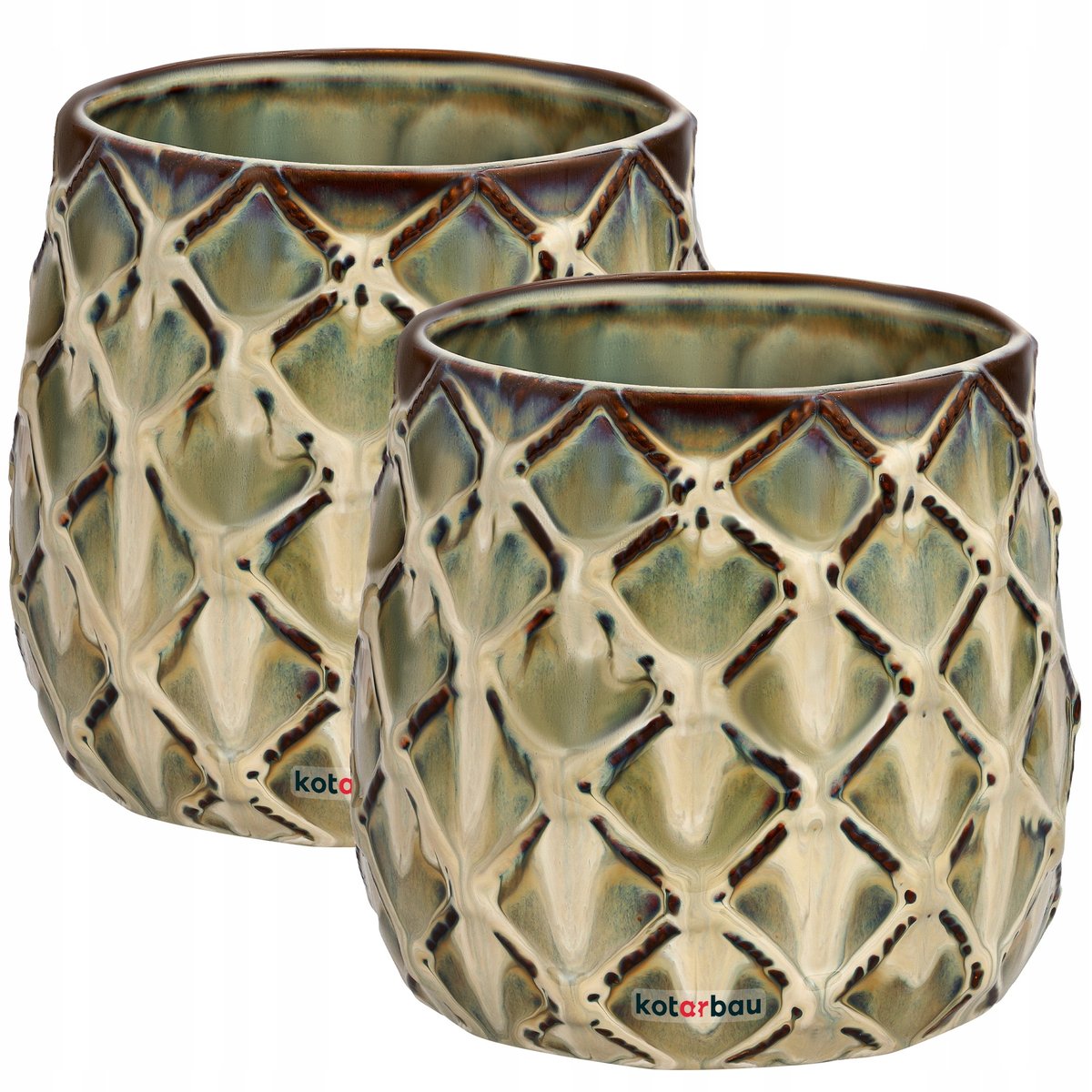 2X DONICZKA ANANAS DONICA OSŁONKA CERAMICZNA FI 145 CERAMIKA OZDOBA KWIATY