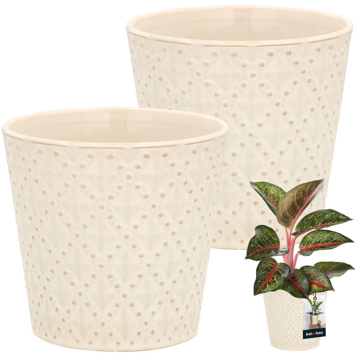 2x DONICA 12cm DONICZKA OSŁONKA TRAPEZOWA CERAMIKA SZKLIWIONA KWIATY DOMOWA