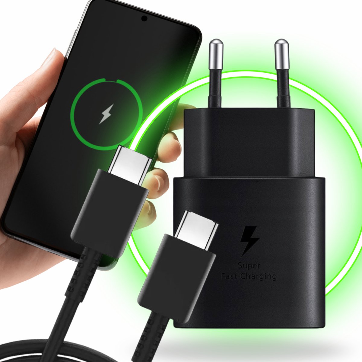 SZYBKA ŁADOWARKA DO TELEFONU SAMASUNG 25W SIECIOWA QUICK CHARGE + KABEL USB-C
