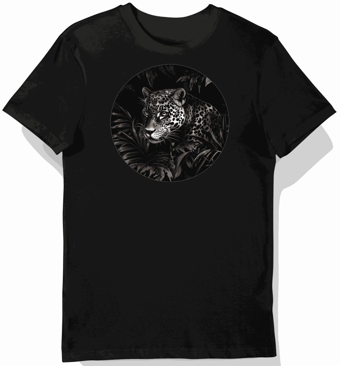 Koszulka męska czarna z motywem pantery w dżungli 3XL