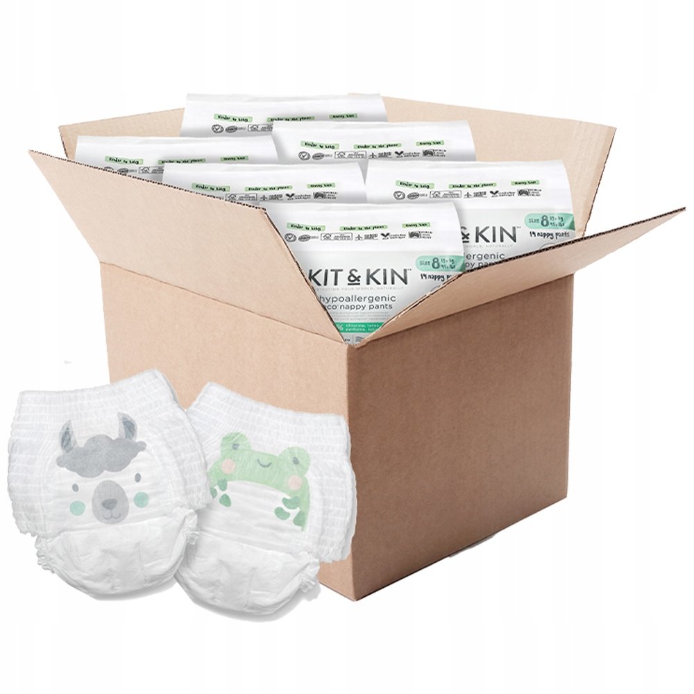 Pieluchomajtki Nappy Pants 8 (19 kg+), Frog/Llama, 84 szt. Kit&Kin