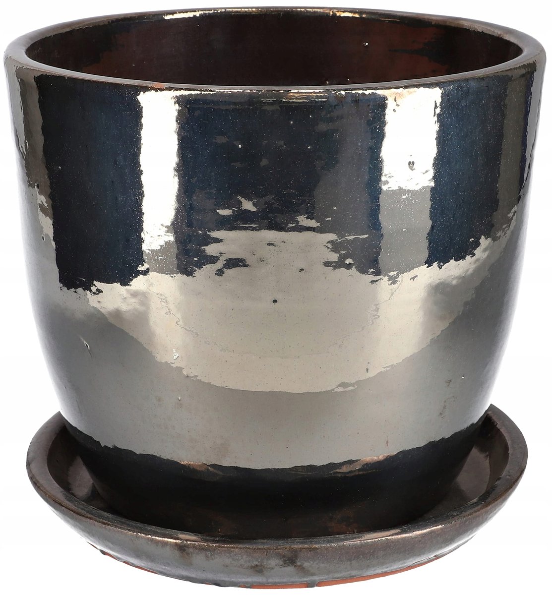 DONICZKA DONICA ⌀ 31 CM OSŁONKA CERAMICZNA Z PODSTAWKĄ NA KWIATY GRAFITOWA