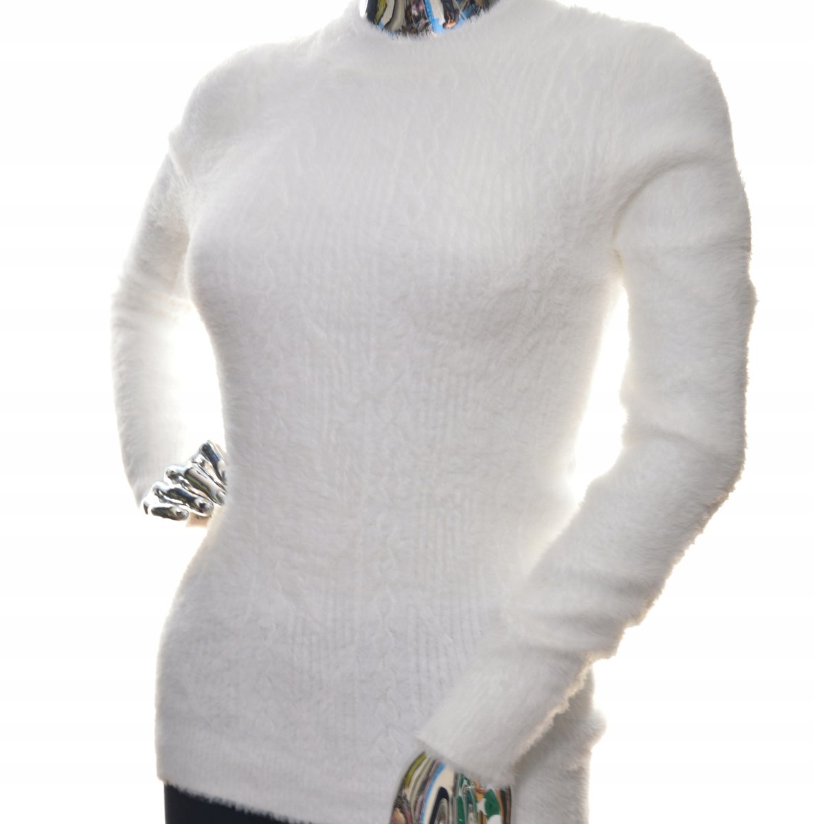 Miękki damski sweter alpaka touch UNI biały