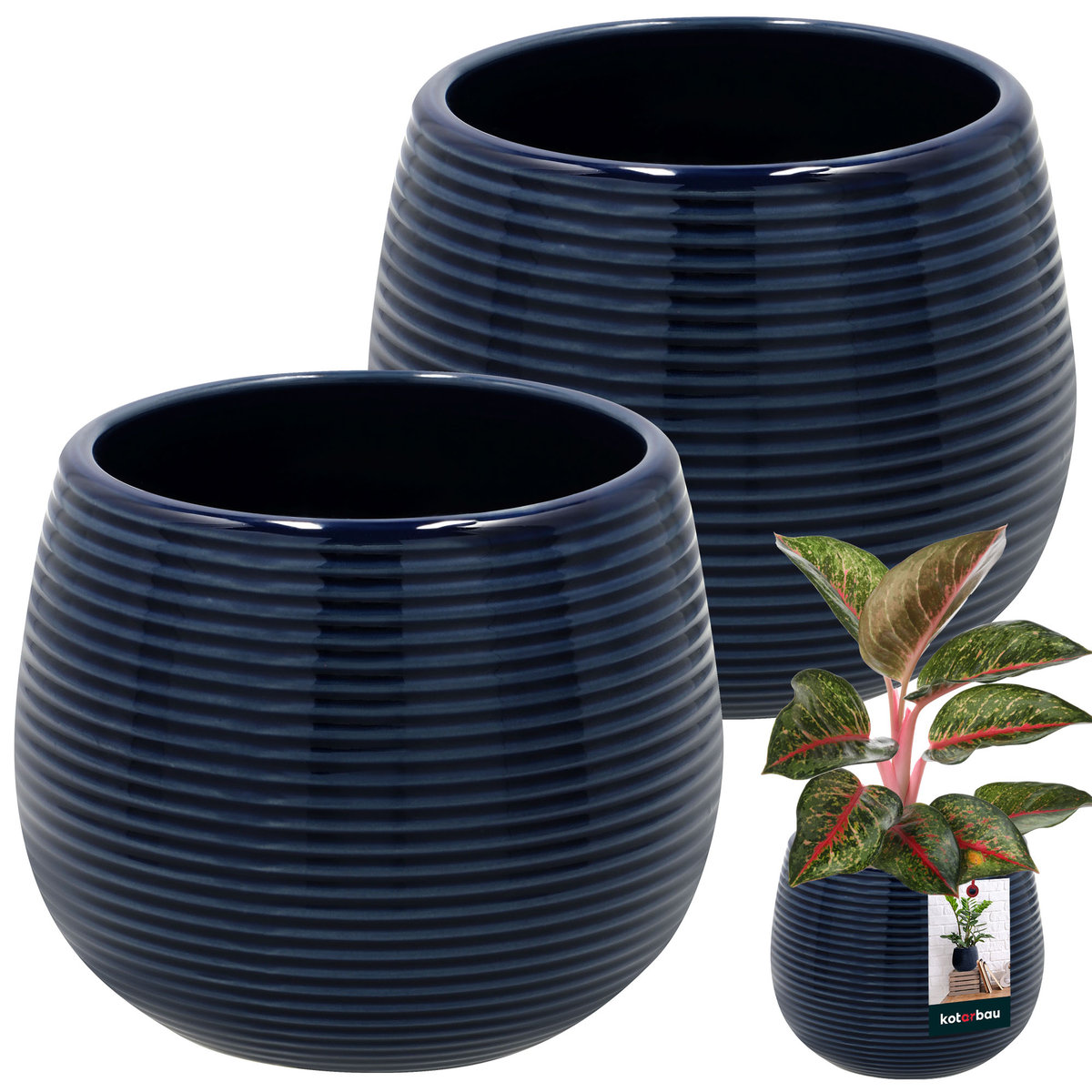 2x DONICA OSŁONKA DONICZKA OKRĄGŁA CERAMICZNA 12cm RYFLOWANA KWIATY ROŚLINY