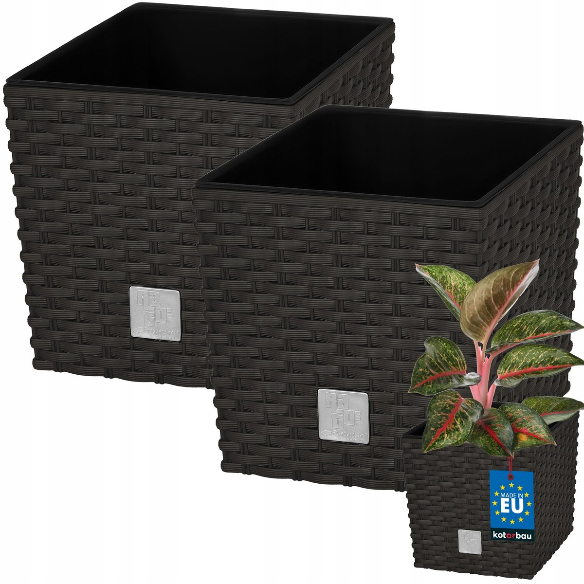 2x DONICA 6,8 L OGRODOWA BALKONOWA TARAS KWIATY DONICZKA RATTAN WKŁAD OGRÓD