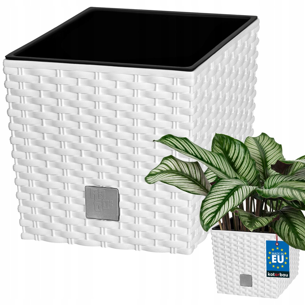 DONICA DONICZKA 22 CM OGRODOWA RATTAN BIAŁA BALKON TARAS KWIATY WKŁAD OGRÓD