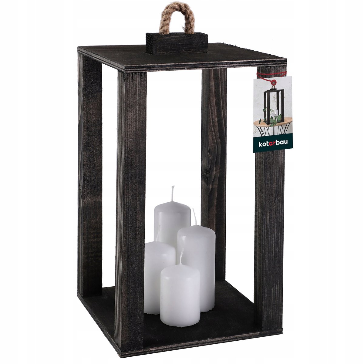 LATARNIA DREWNIANA 20X20 LAMPION NA ŚWIECE ŚWIECZNIK LATARENKA DOMU OGRODU