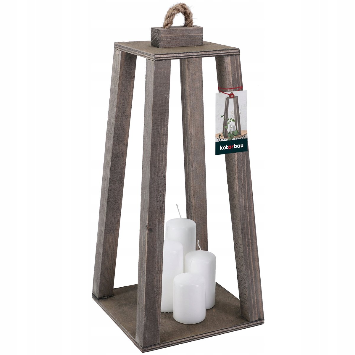 LATARNIA DREWNIANA SZARA LAMPION NA ŚWIECE ŚWIECZNIK LATARENKA DOMU OGRODU