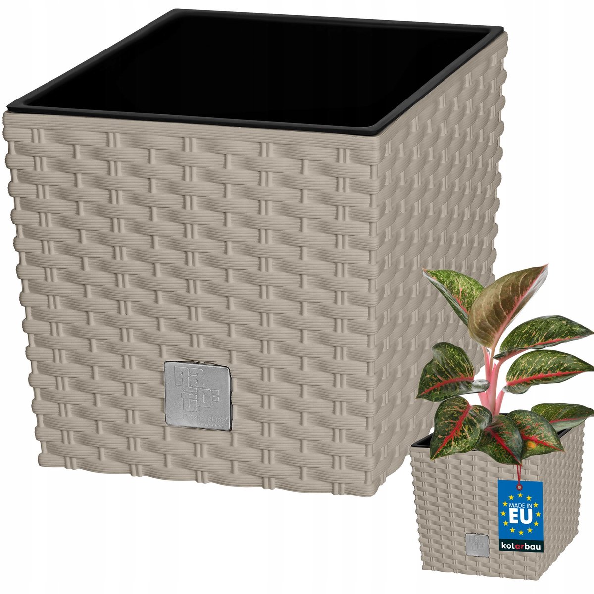 DONICA DONICZKA 20CM OGRODOWA BALKON TARAS KWIATY RATTAN MOCCA WKŁAD OGRÓD