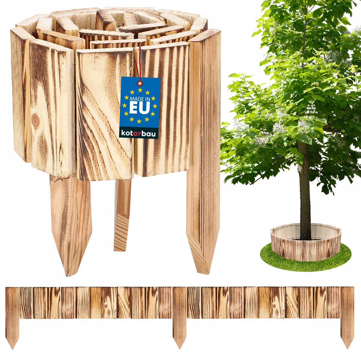 OBRZEŻE PALISADA OGRODOWA PŁOT DREWNIANY TRAWNIKOWY WBIJANY 10X110 OPALANY
