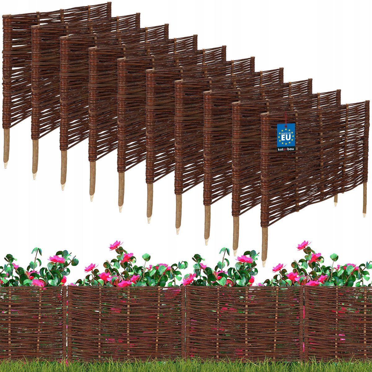 10x PALISADA OGRODOWA WIKLINOWA OBRZEŻE TRAWNIKOWE WBIJANE PŁOTEK 60X40 cm