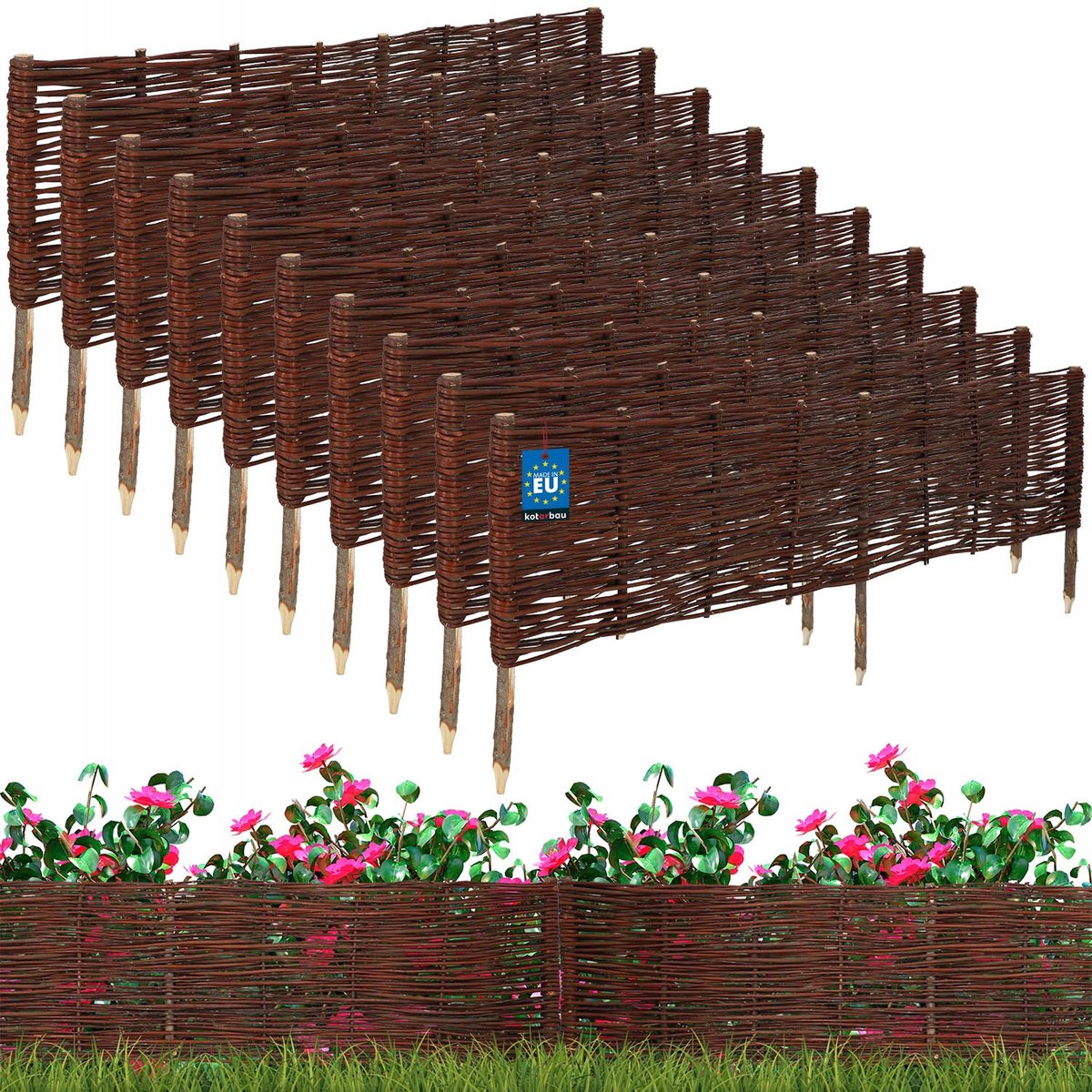 10x PALISADA OGRODOWA WIKLINOWA OBRZEŻE TRAWNIKOWE WBIJANE PŁOTEK 120X30 cm
