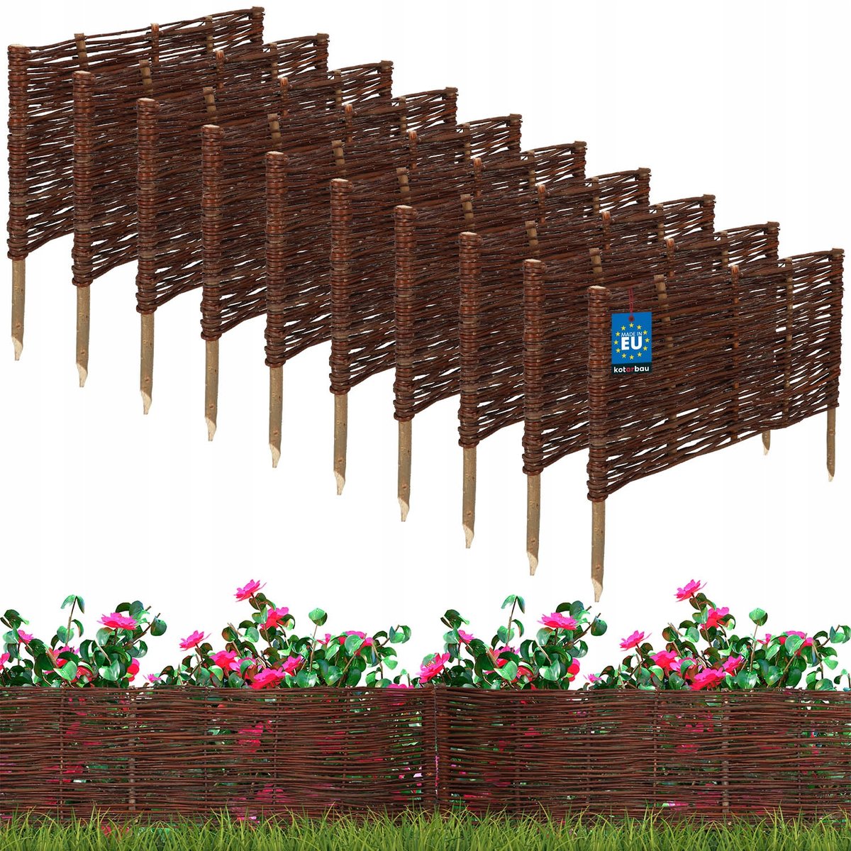 10x PALISADA OGRODOWA WIKLINOWA OBRZEŻE TRAWNIKOWE WBIJANE PŁOTEK 60X30 cm