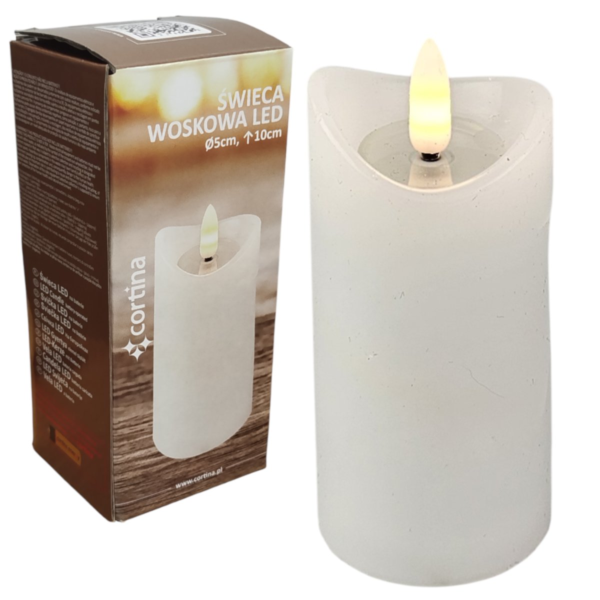 ŚWIECA WOSKOWA LED ŚWIECZKA NA BATERIE OZDOBA Z EFEKTEM PŁOMIENIA 10 CM