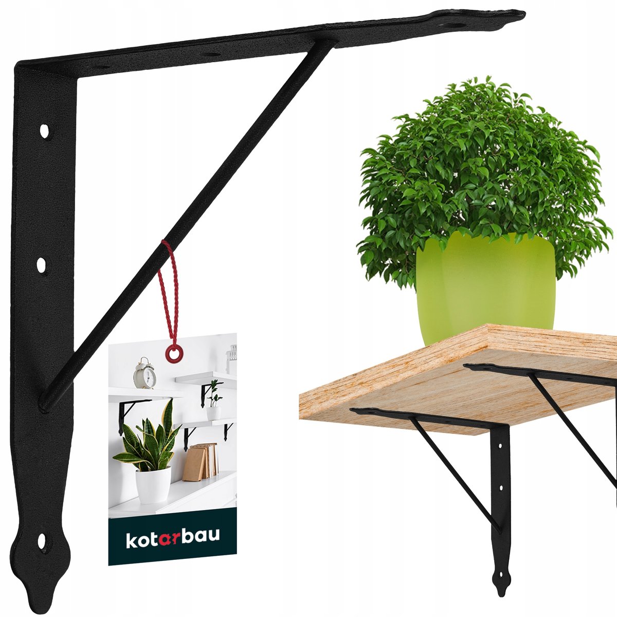 KĄTOWNIK CZARNY 200x200 MM WSPORNIK WZMOCNIONY PODPÓRKA POD PÓŁKĘ STALOWA