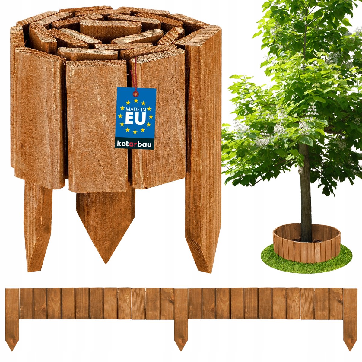 OBRZEŻE PALISADA OGRODOWA PŁOTEK TRAWNIKOWY WBIJANY DĘBOWY 10X110cm DREWNO