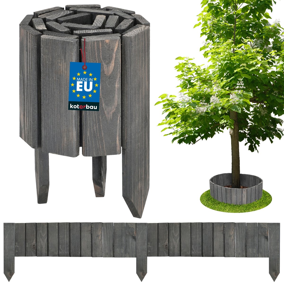 OBRZEŻE PALISADA OGRODOWA PŁOT DREWNIANY TRAWNIKOWY WBIJANY ANTRACYT 15X110