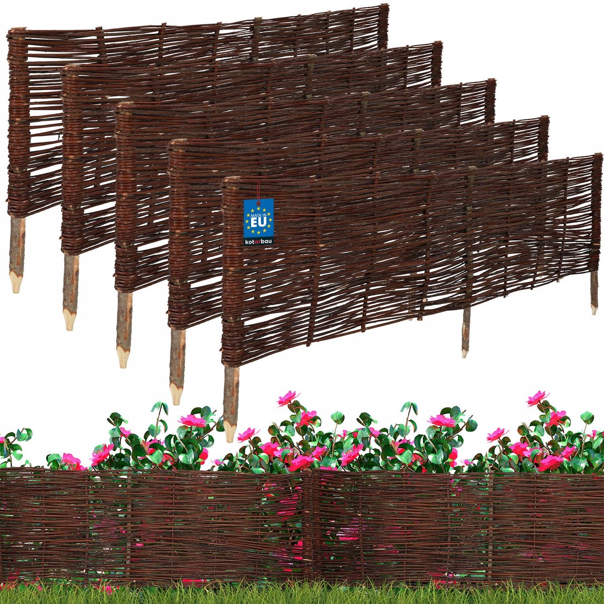 5x PALISADA OGRODOWA WIKLINOWA OBRZEŻE TRAWNIKOWE WBIJANE PŁOTEK 120X40 cm