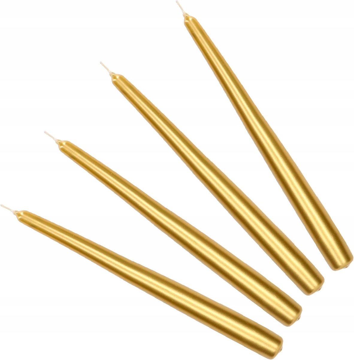 ZESTAW ŚWIECA 4 SZT. STOŻEK ZŁOTY METALIK STOŁOWA ŚWIECZKA KLASYCZNA ŚWIECE