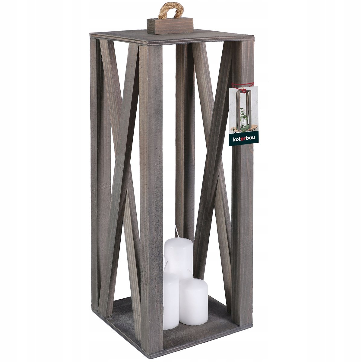 LATARNIA DREWNIANA LAMPION ŚWIECE ŚWIECZNIK LATARENKA DOMU OGRODU 20x20 cm