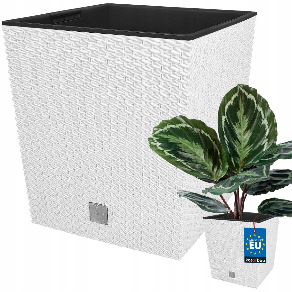 DONICA DONICZKA 26 CM OGRODOWA RATTAN BIAŁA BALKON TARAS KWIATY WKŁAD OGRÓD