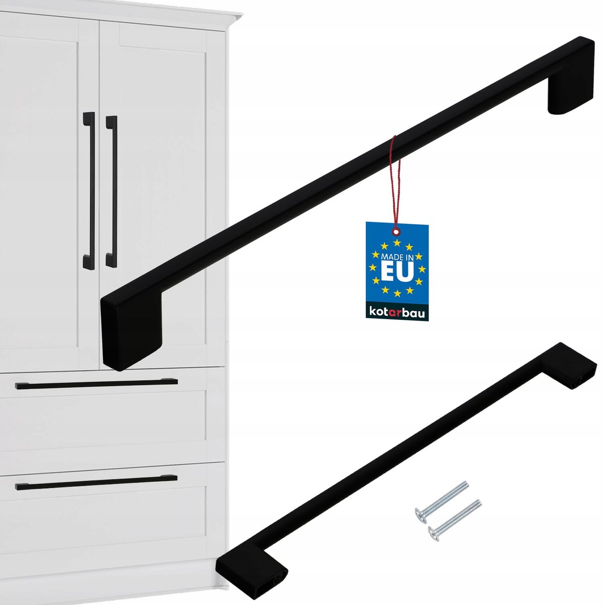 UCHWYT MEBLOWY CZARNY MAT ANTABA 256 mm DO MEBLI SZAFKI SZUFLADY KUCHENNEJ