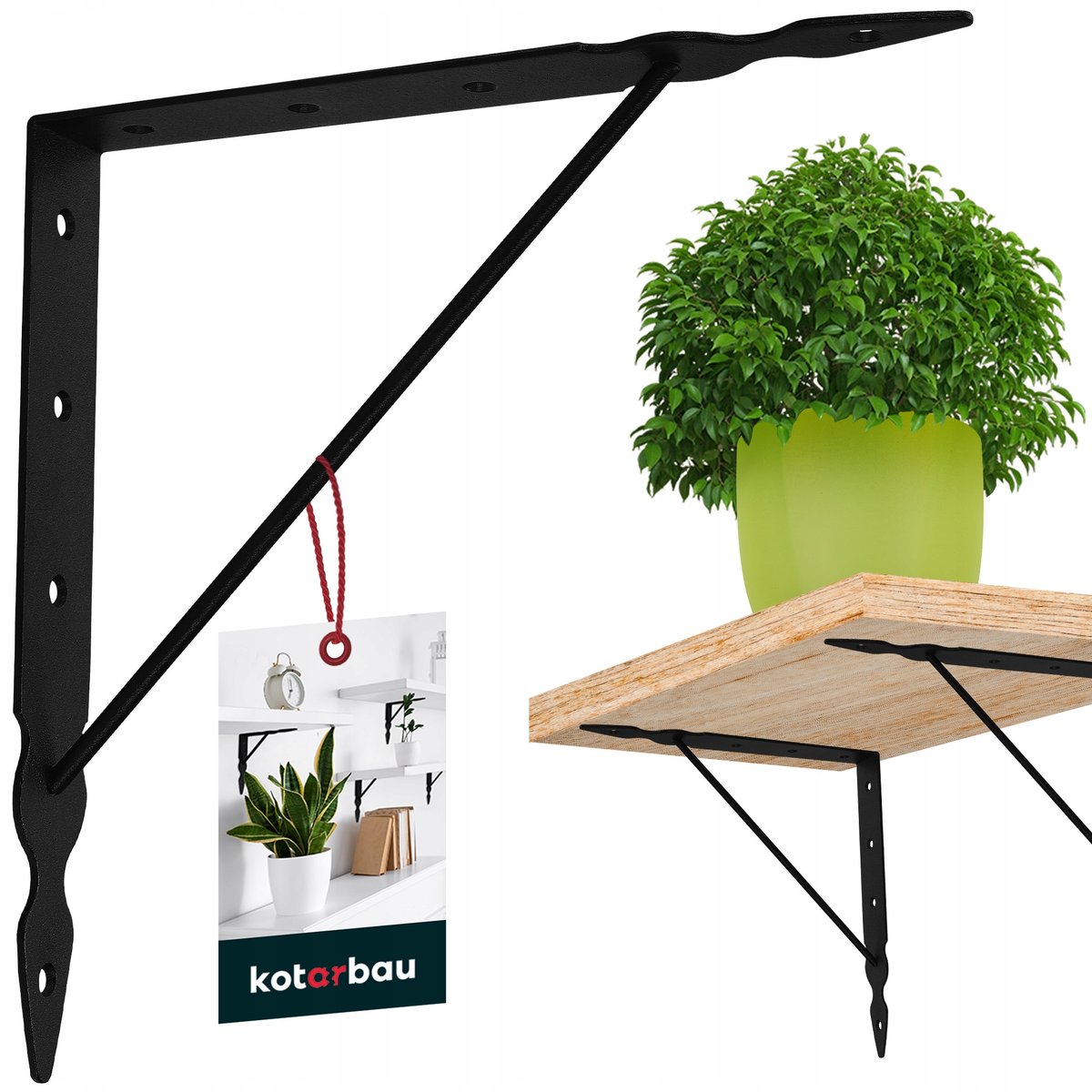 KĄTOWNIK WSPORNIK WZMOCNIONY PODPÓRKA POD PÓŁKĘ 250x250 mm CZARNY STALOWY