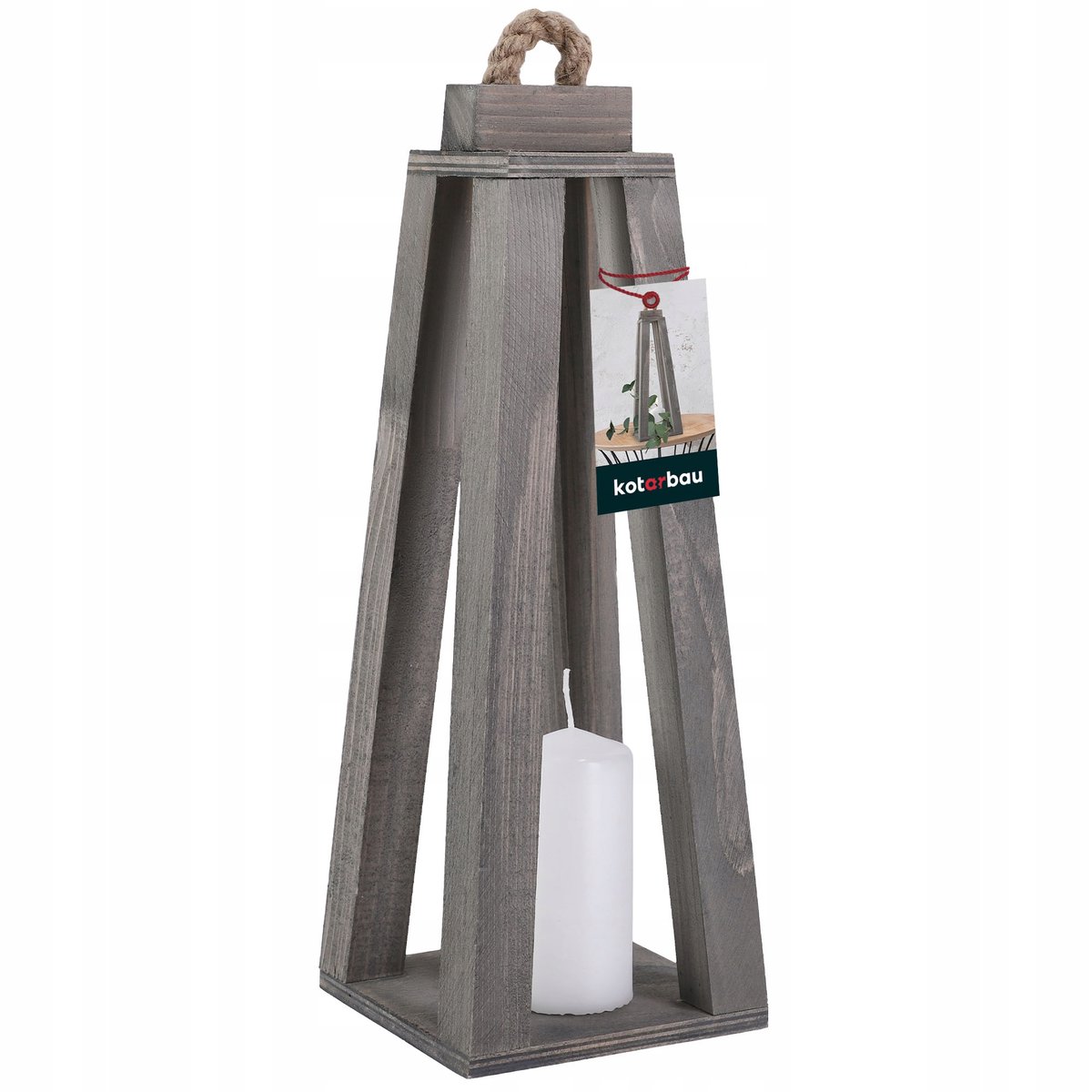 LATARNIA DREWNIANA LAMPION NA ŚWIECE ŚWIECZNIK LATARENKA DOMU OGRODU SZARA