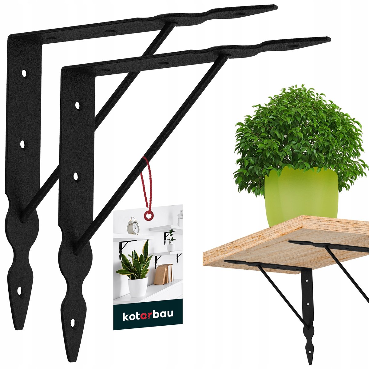 2X KĄTOWNIK WSPORNIK WZMOCNIONY PODPÓRKA POD PÓŁKĘ 200x200mm CZARNY STALOWY