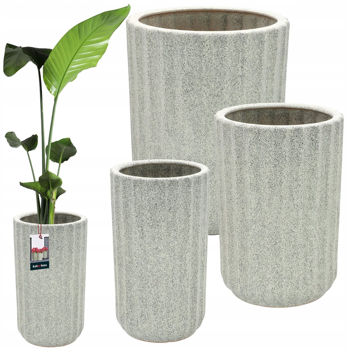 KOMPLET 3x DONICZKA DONICA CERAMICZNA OGRODOWA Z ODPŁYWEM NA KWIATY ROŚLINY