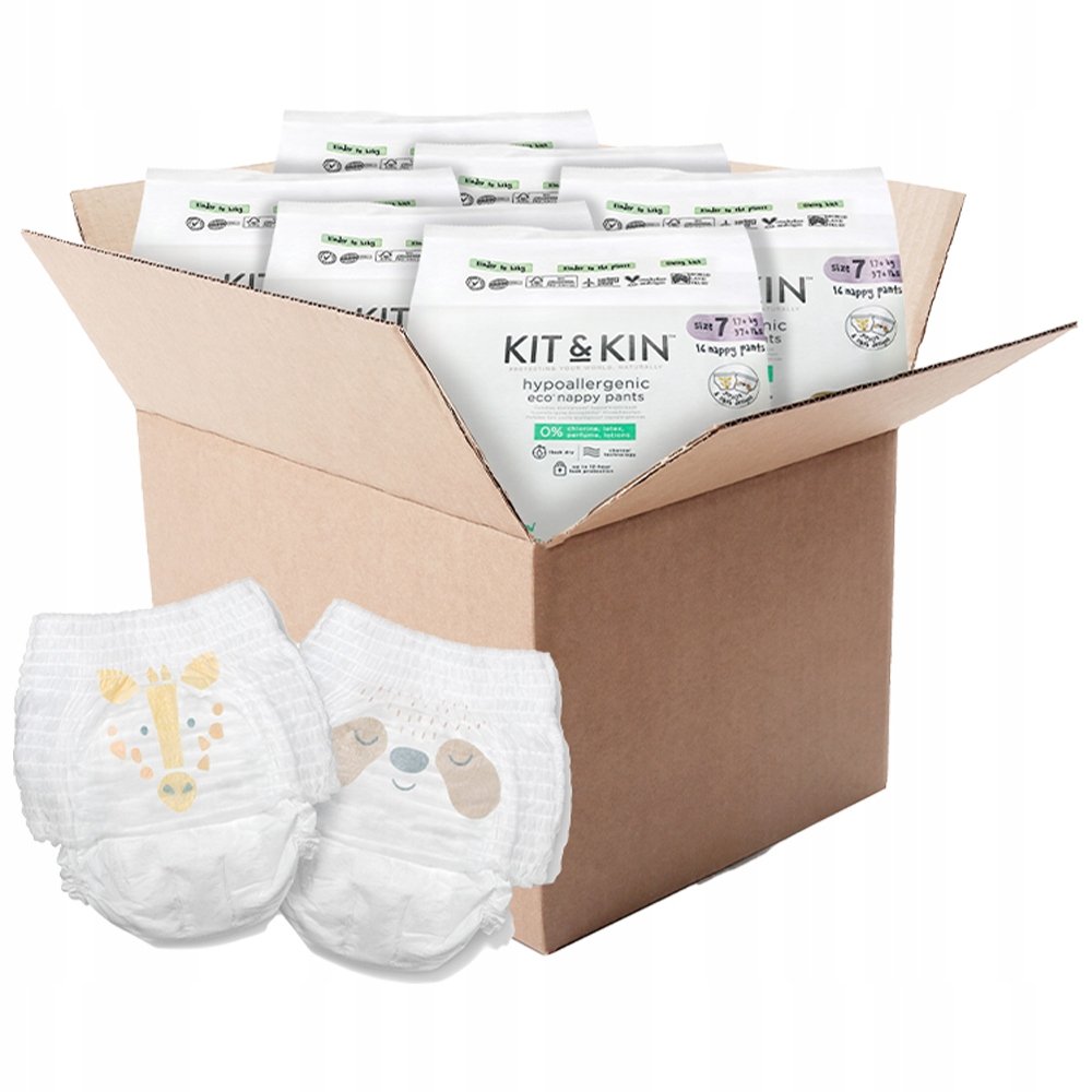 Pieluchomajtki Nappy Pants Kit&Kin 7 XXL (17kg+), Giraffe/Sloth, 96 sztuk