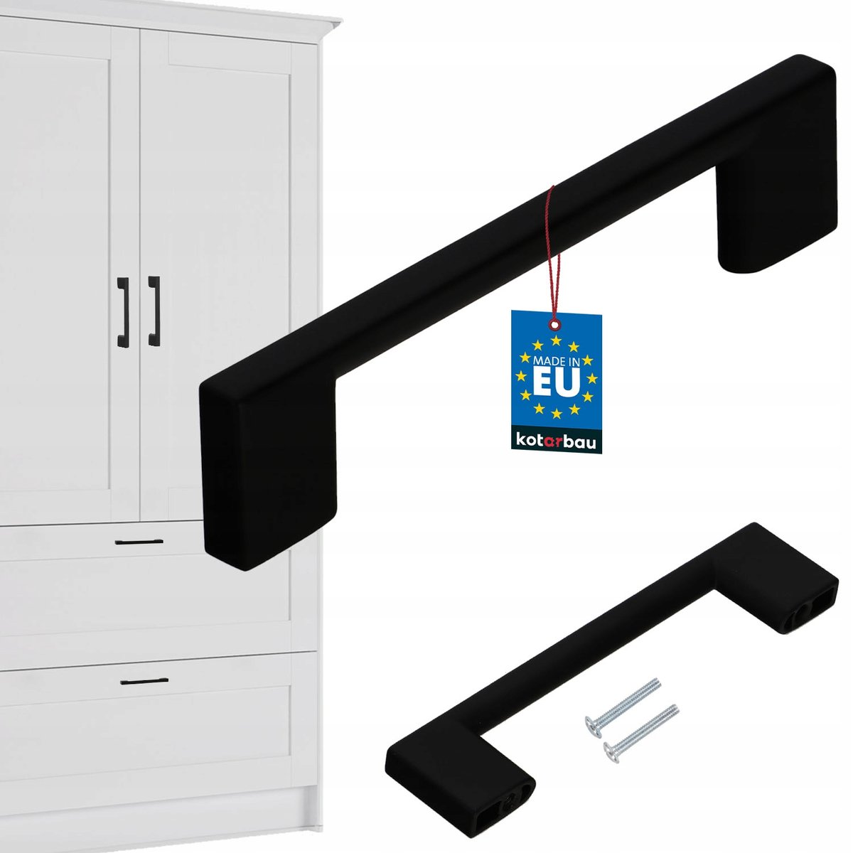UCHWYT MEBLOWY CZARNY MAT ANTABA 96 mm DO MEBLI SZAFKI SZUFLADY KUCHENNEJ