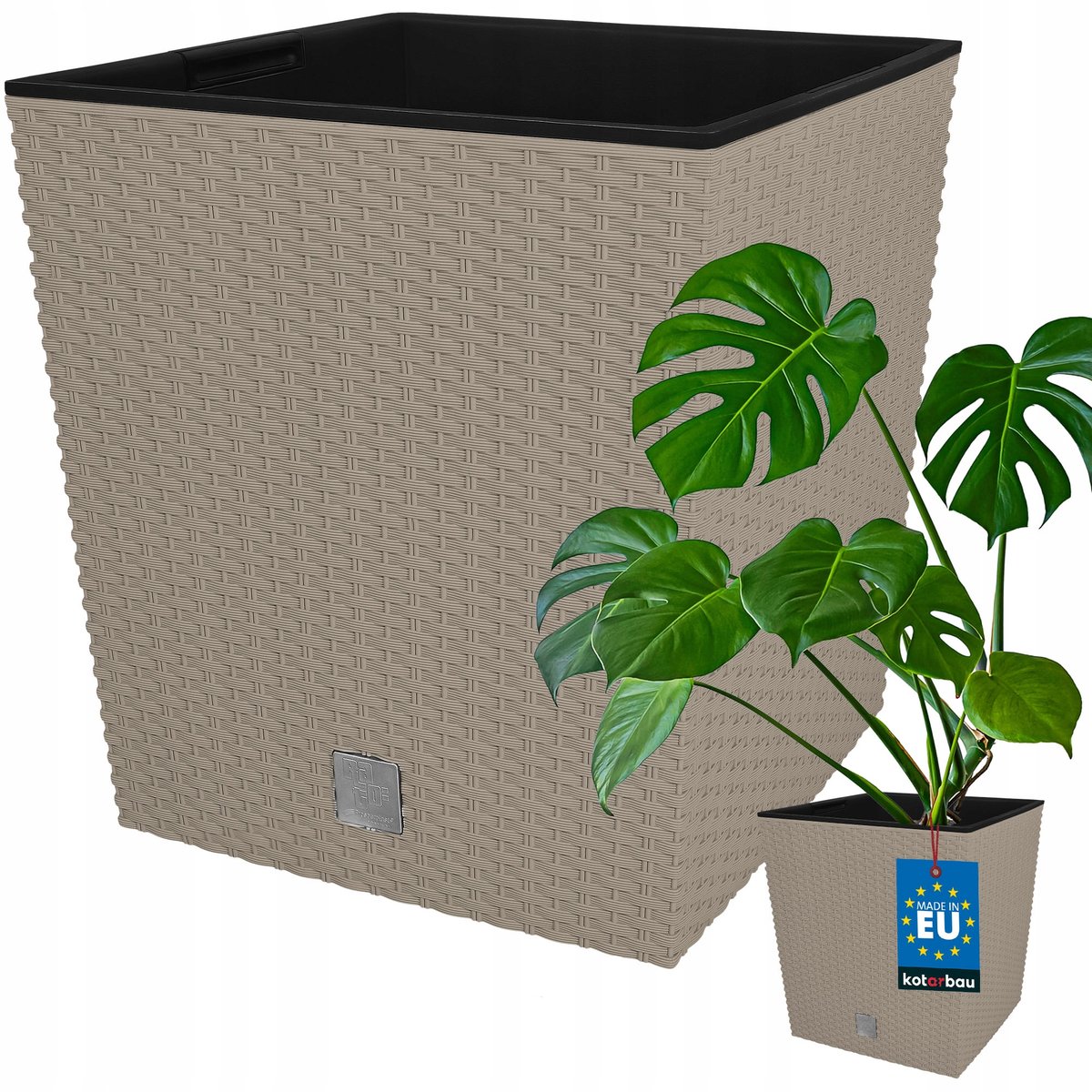 DONICA DONICZKA 40 CM OGRODOWA BALKON TARAS KWIATY RATTAN MOCCA WKŁAD OGRÓD