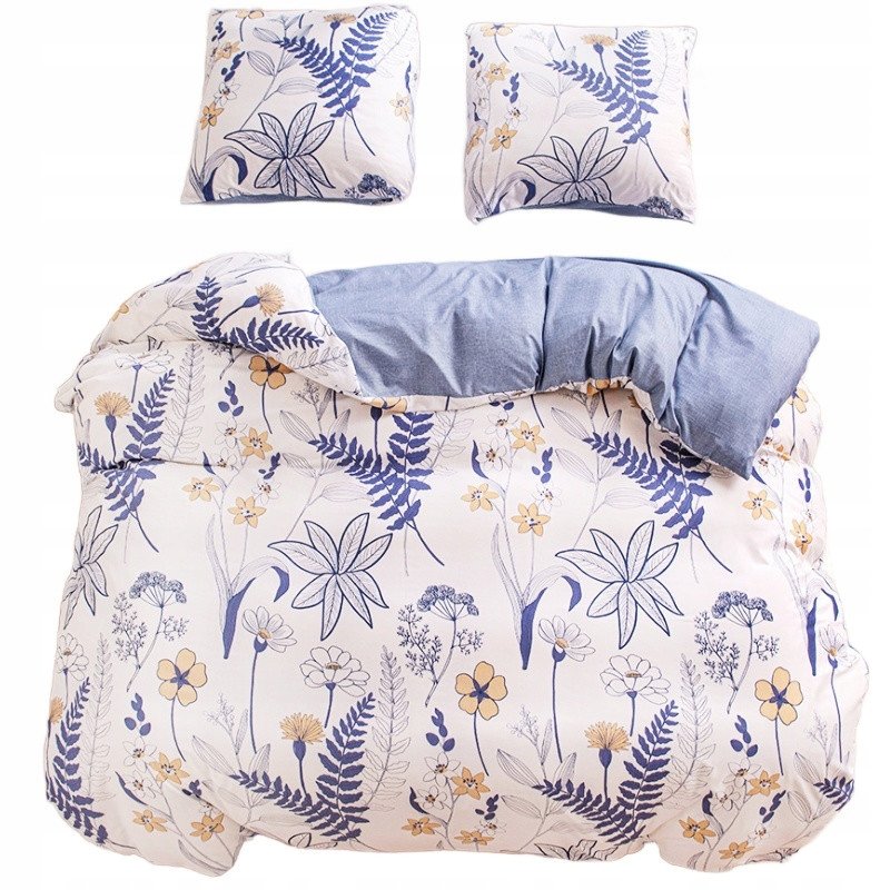 Pościel 200x220 bawełna satynowa dwustronna GierekHoff 3 el gałązki kwiatki