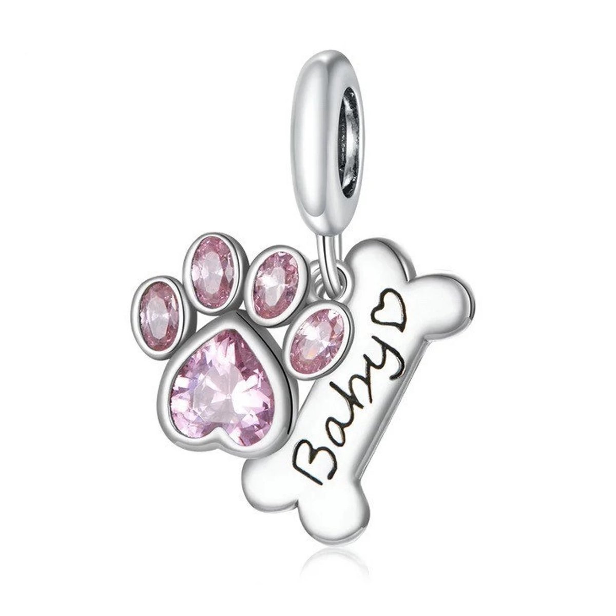 Zawieszka Charms SREBRO 925 Koralik do PANDORA Łapa Psa i Kość