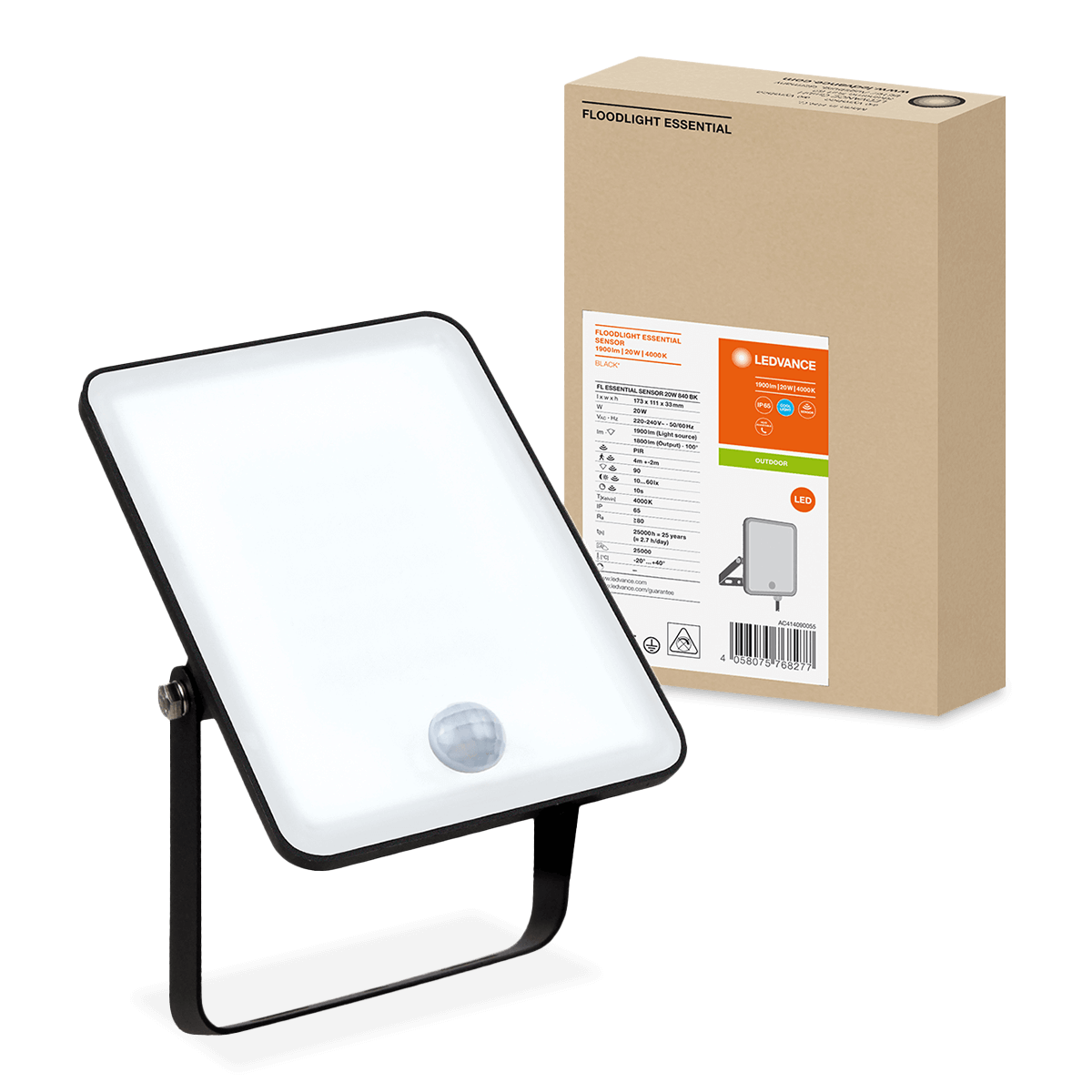 Naświetlacz Essential czarny z czujnikiem IP65 1600 lm LED Ledvance