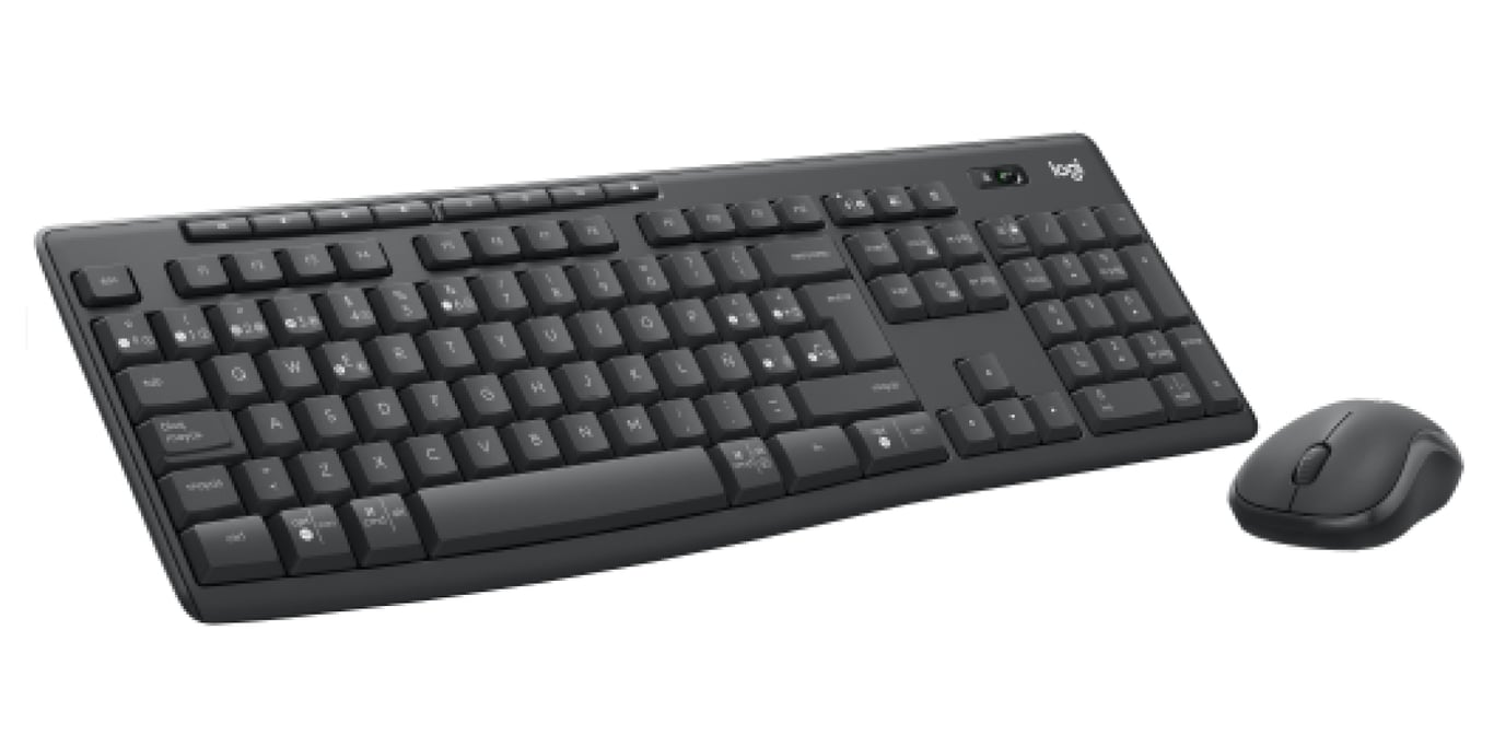 Logitech 920-012071 klawiatura Dołączona myszka Biuro RF Wireless + Bluetooth QWERTY Hiszpański Grafitowy 920-012071