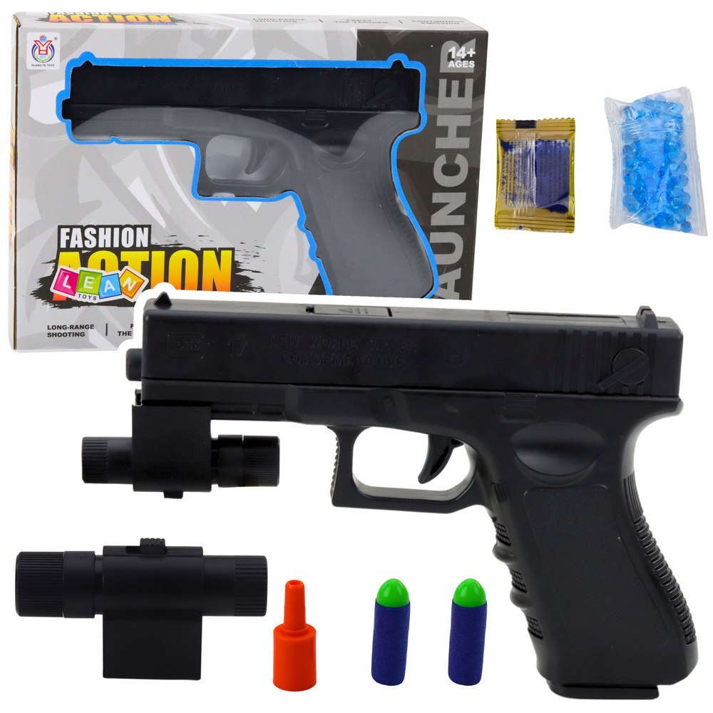 Pistolet Na Kulki Wodne Strzałki Piankowe Laser Czarny