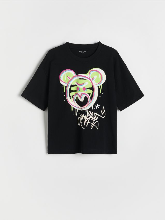 Reserved - T-shirt z nadrukiem - czarny