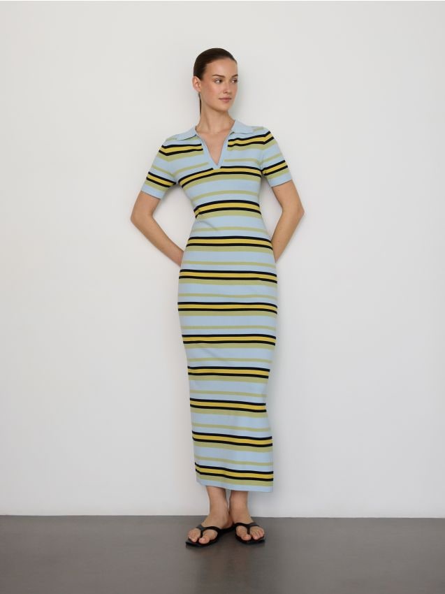 Reserved - Sukienka maxi w paski - wielobarwny