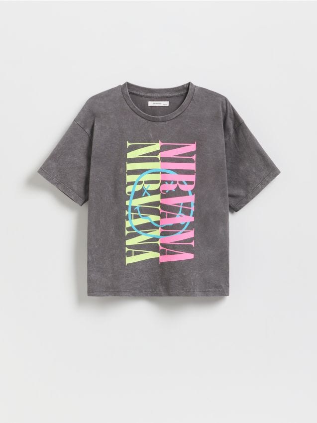 Reserved - T-shirt Nirvana - ciemnoszary