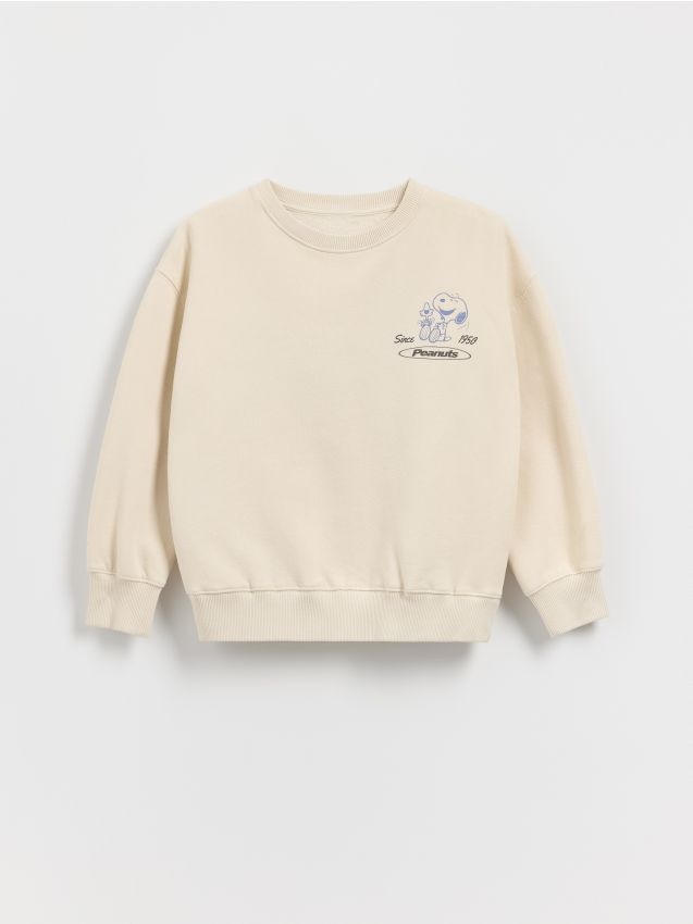 Reserved - Bluza z nadrukiem Snoopy - beżowy