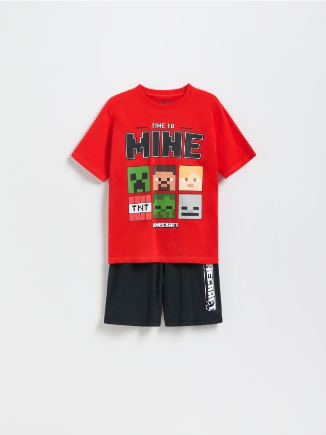 Reserved - Bawełniana piżama Minecraft - czerwony