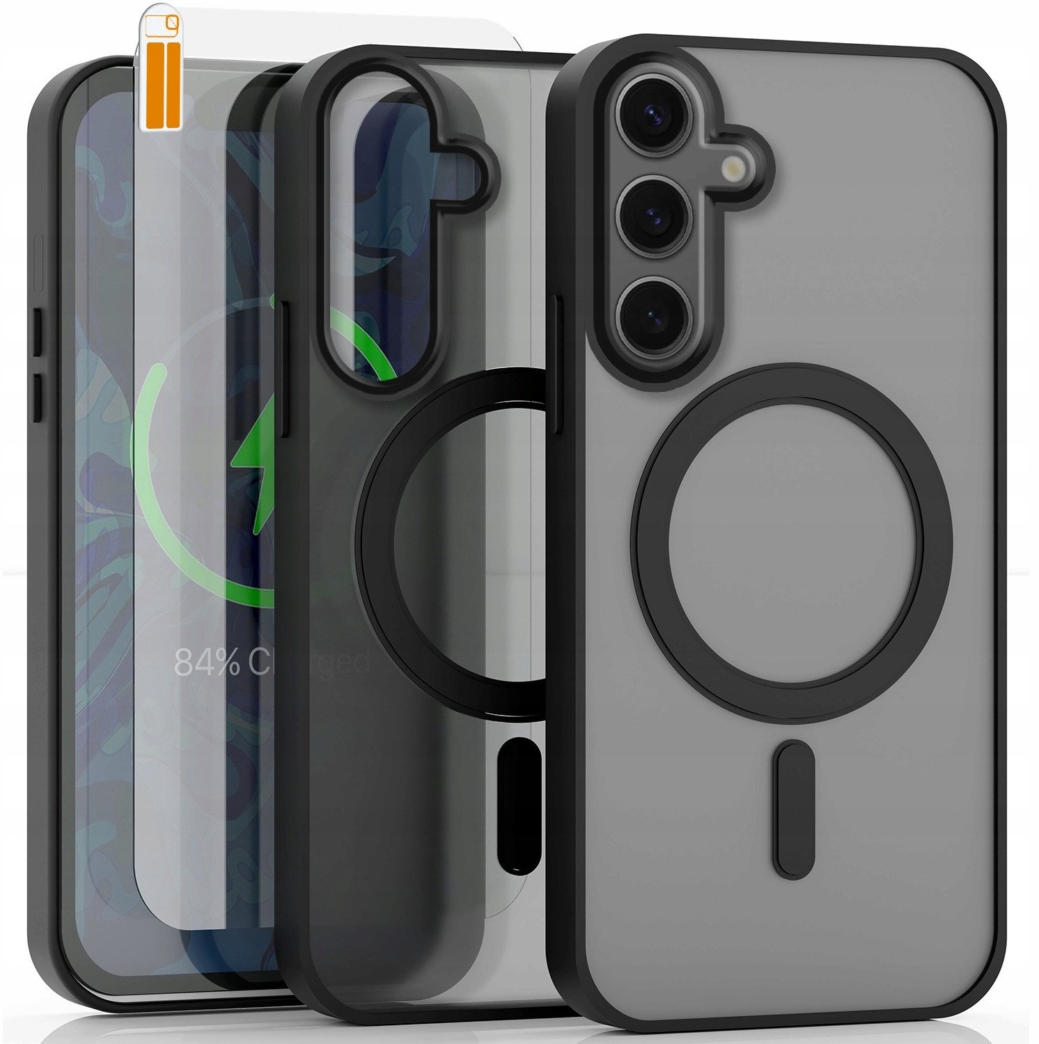 Etui Do Samsung Galaxy S24 FE Do Magsafe, Czarne Matowe, Plecki Szkło