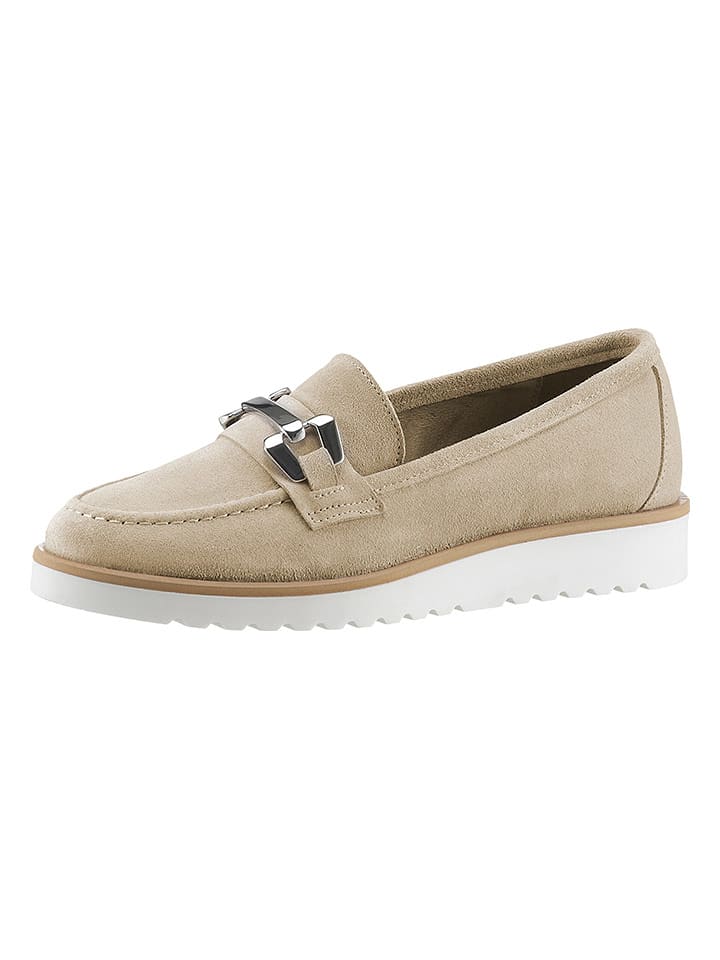 Heine Skórzane mokasyny w kolorze beżowym