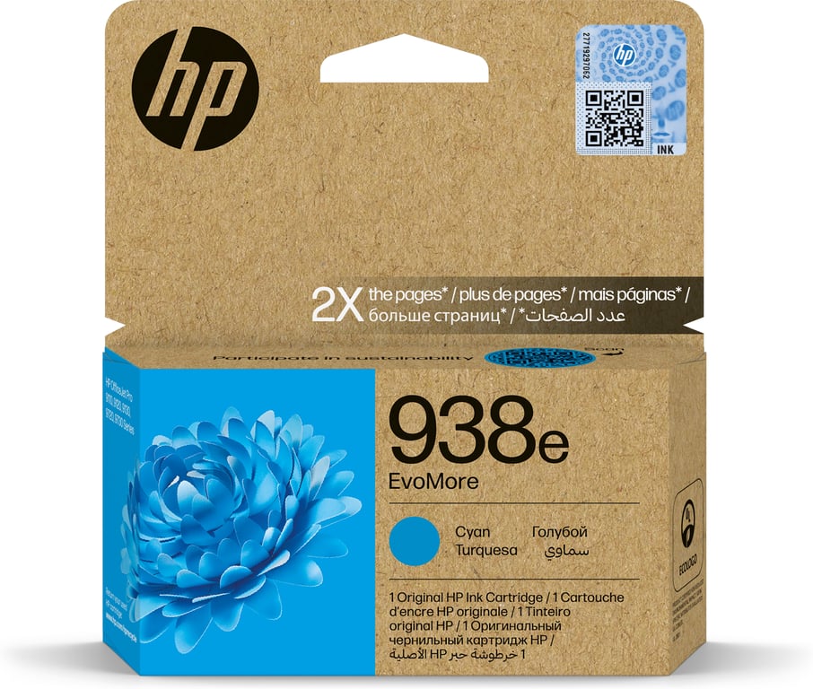 HP Oryginalny wkład z błękitnym atramentem 938e EvoMore 4S6X9PE