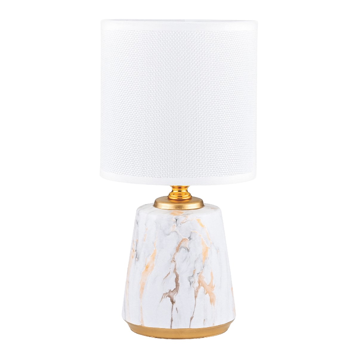 Marmurkowa lampka stołowa, biały abażur HS8605-WH z serii STOŁOWA