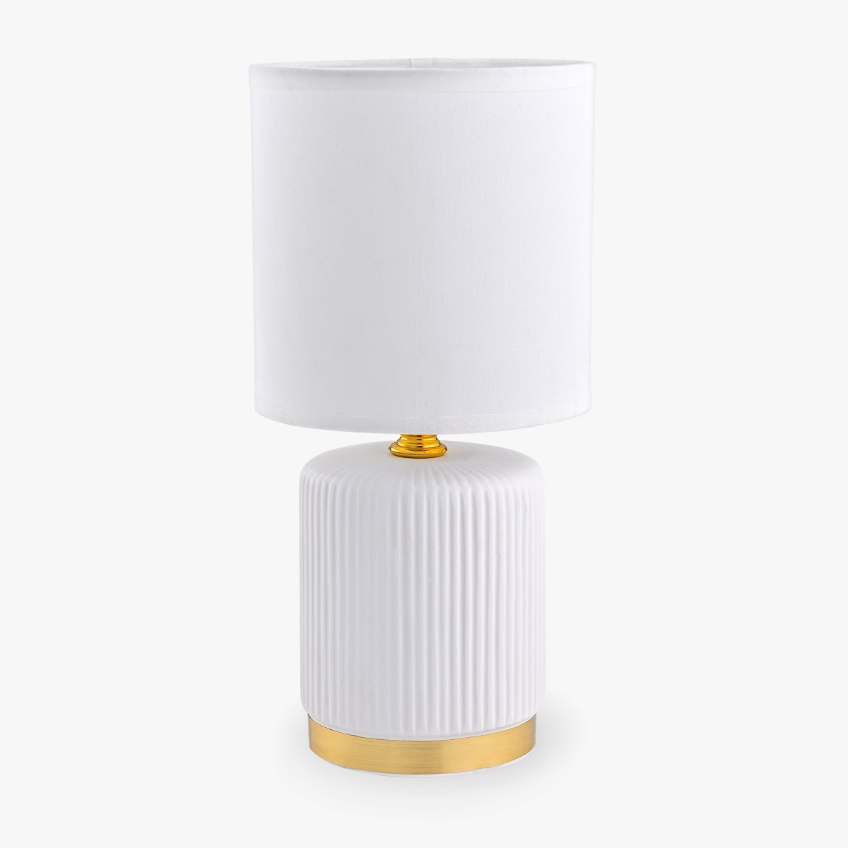 Biało-złota lampa stołowa z abażurem HS8720-WH z serii STOŁOWA